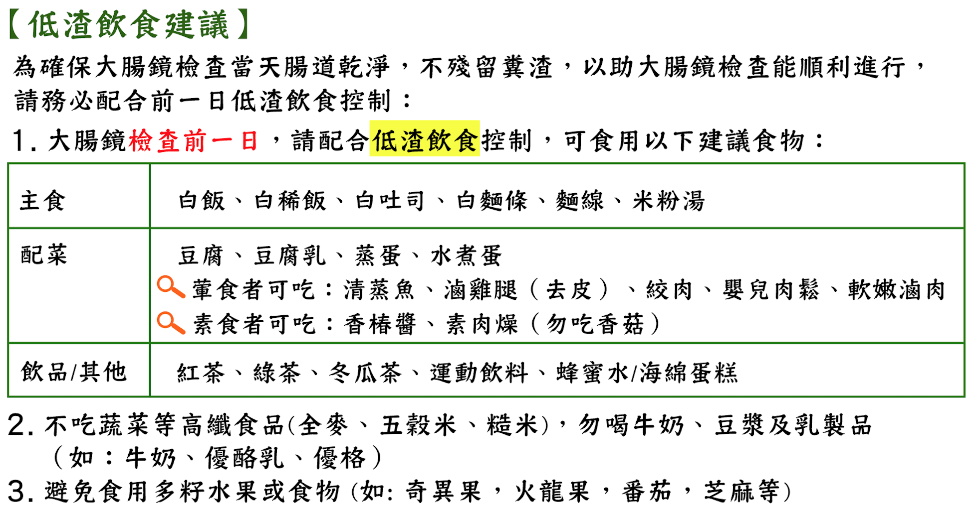 為何要低渣飲食 腸胃鏡前要低渣飲食 腸胃鏡檢查 李宜霖胃腸肝膽科